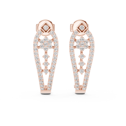 Majestic Floral Stud Earrings • Rose Gold Sparkle Design - Shimmering Flower Pattern Style