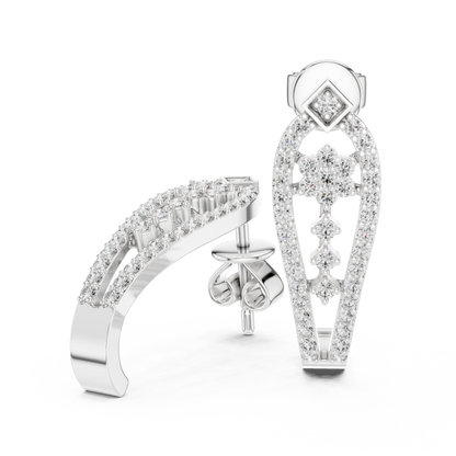 Majestic Floral Stud Earrings • Rose Gold Sparkle Design - Shimmering Flower Pattern Style