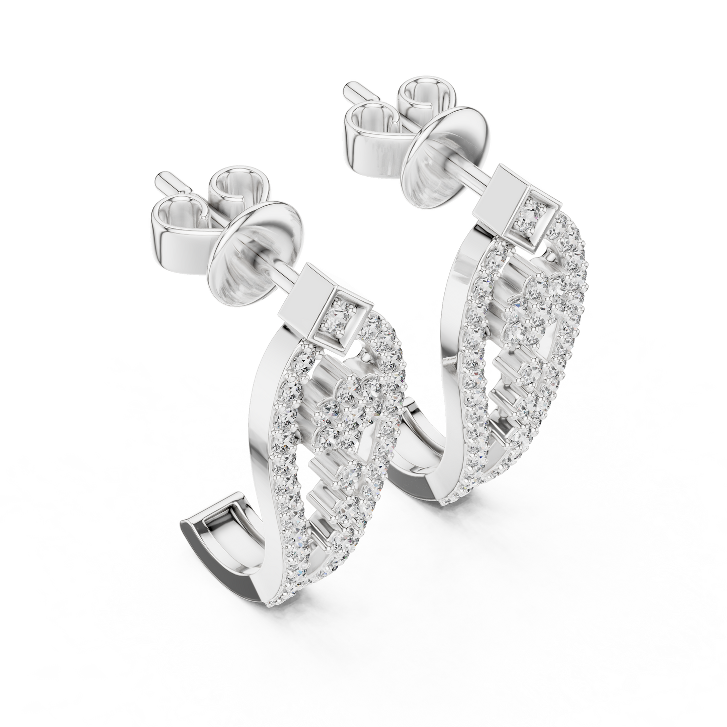 Majestic Floral Stud Earrings • Rose Gold Sparkle Design - Shimmering Flower Pattern Style