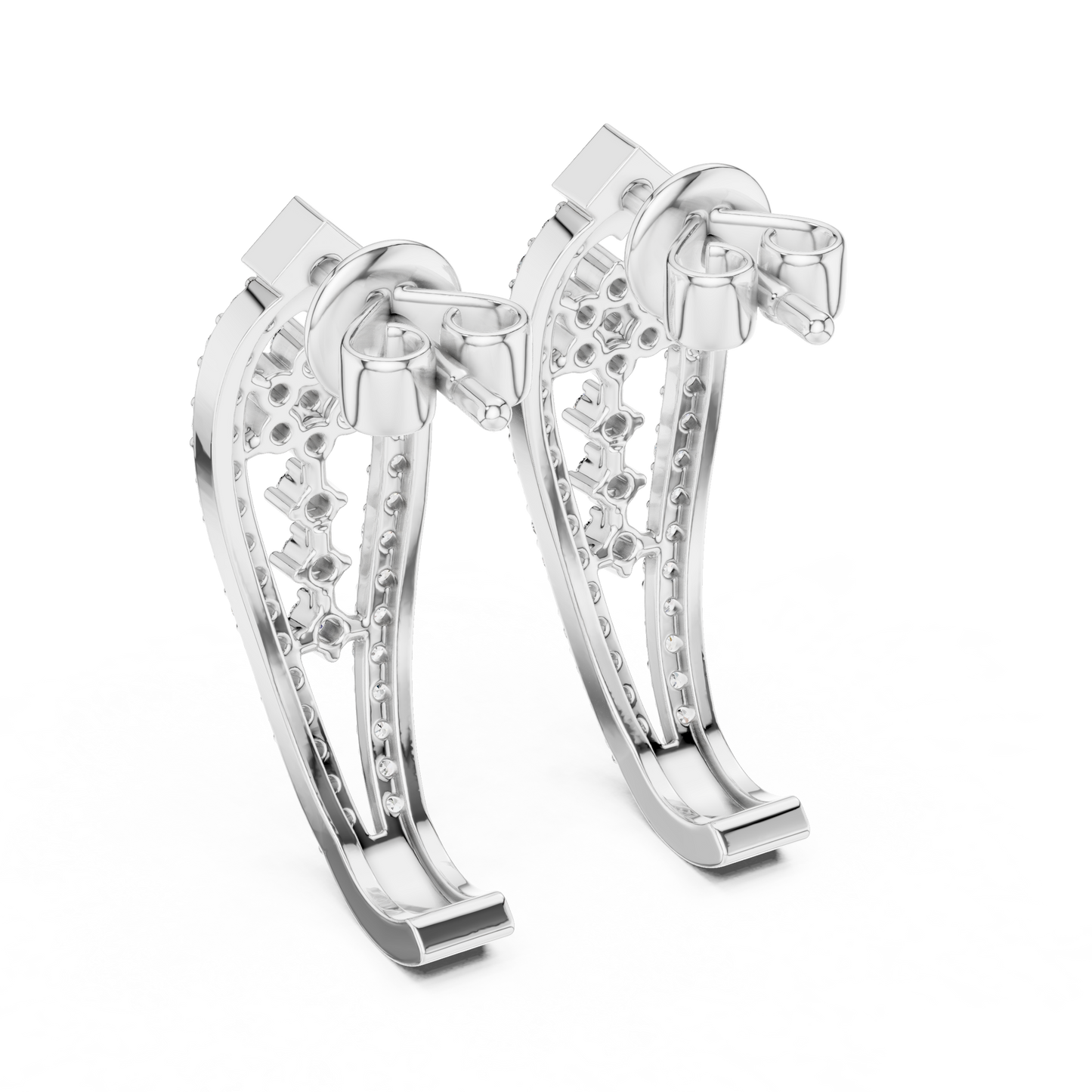 Majestic Floral Stud Earrings • Rose Gold Sparkle Design - Shimmering Flower Pattern Style