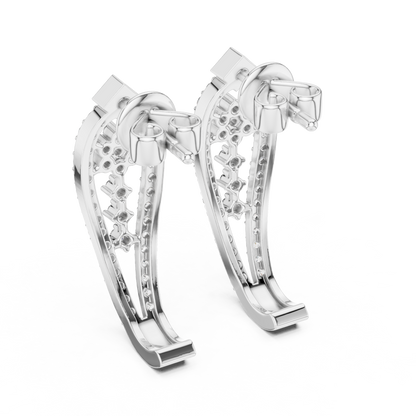 Majestic Floral Stud Earrings • Rose Gold Sparkle Design - Shimmering Flower Pattern Style