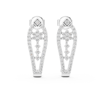 Majestic Floral Stud Earrings • Rose Gold Sparkle Design - Shimmering Flower Pattern Style