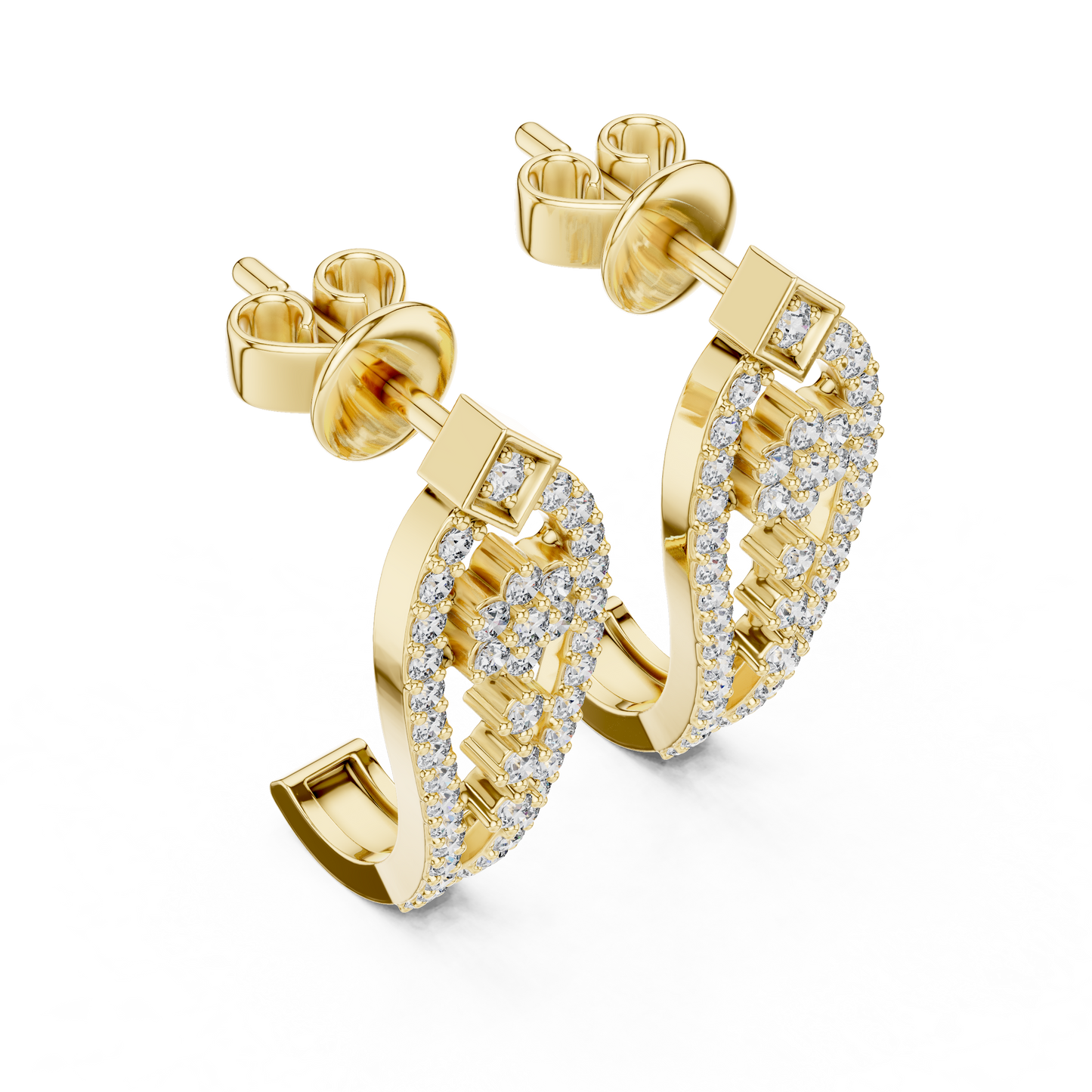 Majestic Floral Stud Earrings • Rose Gold Sparkle Design - Shimmering Flower Pattern Style