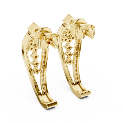 Majestic Floral Stud Earrings • Rose Gold Sparkle Design - Shimmering Flower Pattern Style