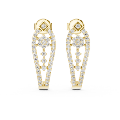 Majestic Floral Stud Earrings • Rose Gold Sparkle Design - Shimmering Flower Pattern Style