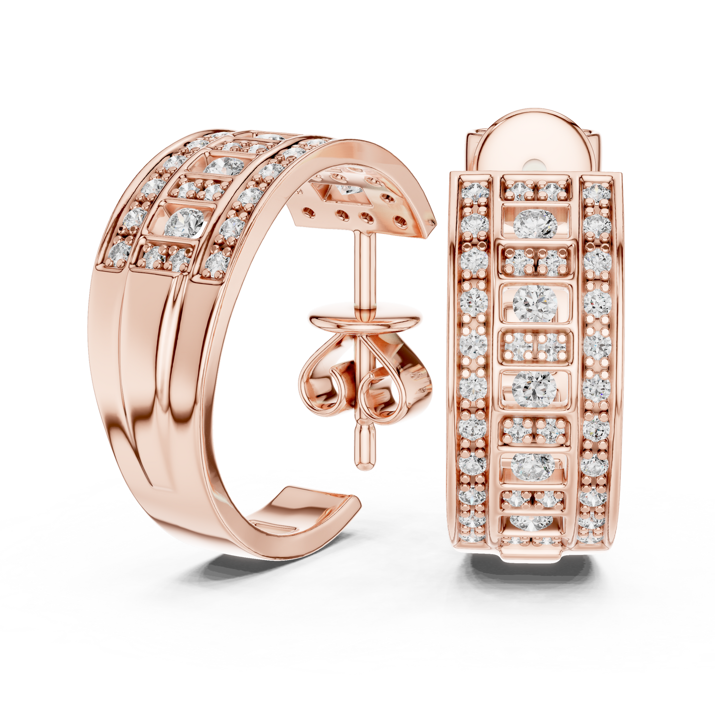 Brilliant Lattice Diamond Hoops | Elegant  Multi Row Craftsmanship | Glamorous Everyday Luxury Earrings