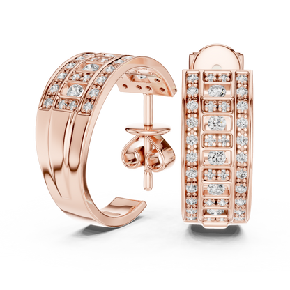 Brilliant Lattice Diamond Hoops | Elegant  Multi Row Craftsmanship | Glamorous Everyday Luxury Earrings