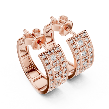 Brilliant Lattice Diamond Hoops | Elegant  Multi Row Craftsmanship | Glamorous Everyday Luxury Earrings