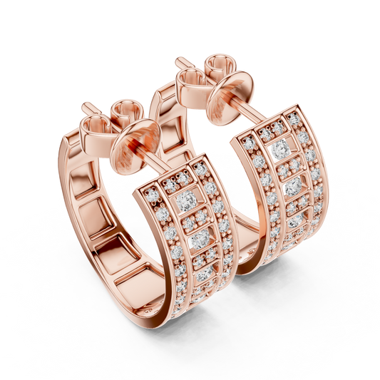 Brilliant Lattice Diamond Hoops | Elegant  Multi Row Craftsmanship | Glamorous Everyday Luxury Earrings