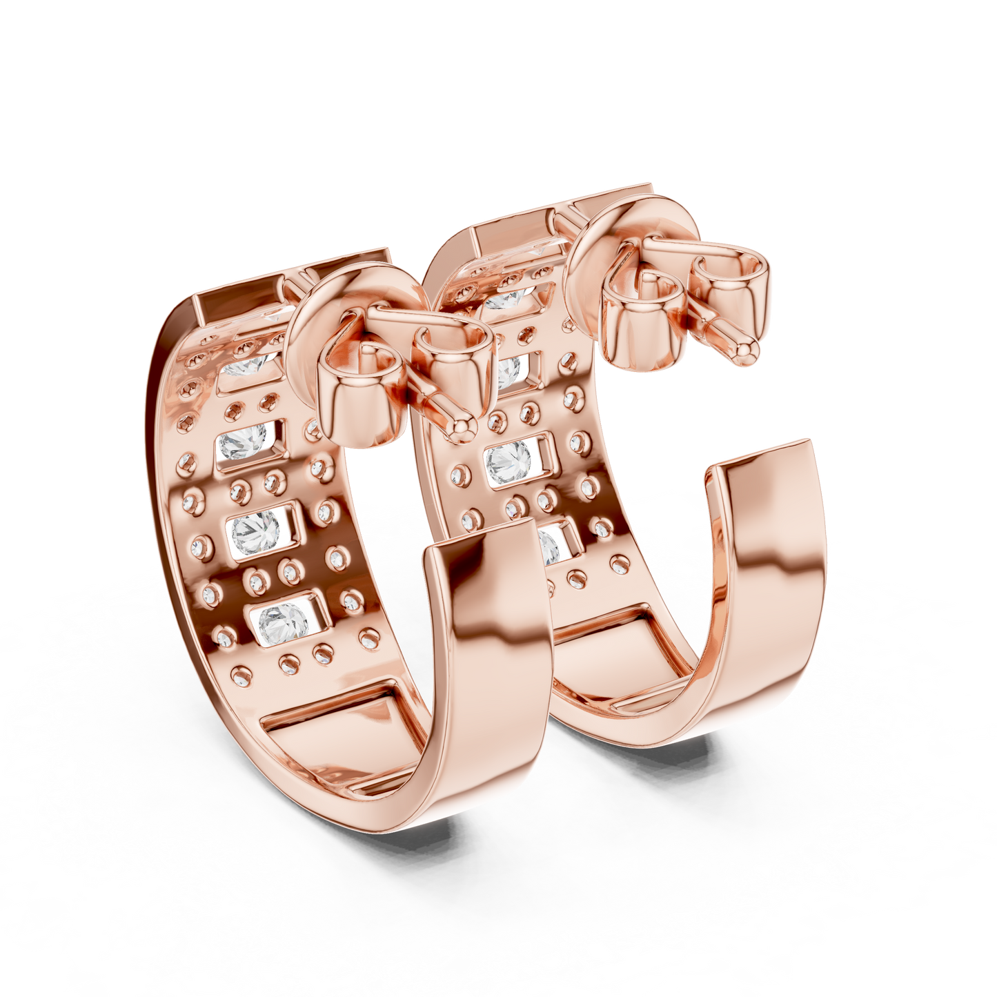 Brilliant Lattice Diamond Hoops | Elegant  Multi Row Craftsmanship | Glamorous Everyday Luxury Earrings