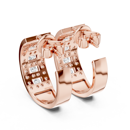 Brilliant Lattice Diamond Hoops | Elegant  Multi Row Craftsmanship | Glamorous Everyday Luxury Earrings