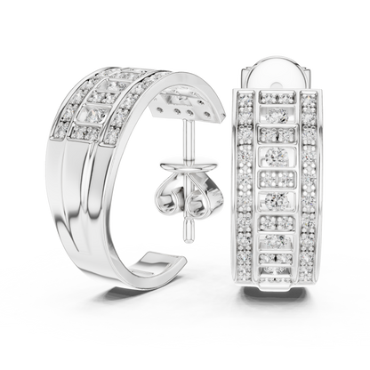 Brilliant Lattice Diamond Hoops | Elegant  Multi Row Craftsmanship | Glamorous Everyday Luxury Earrings