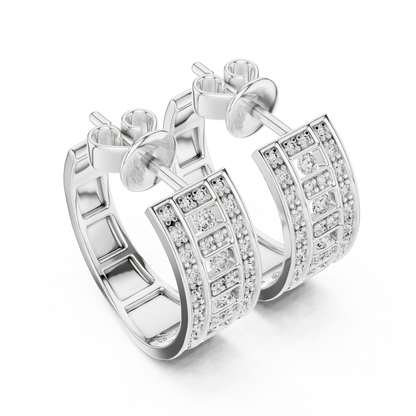 Brilliant Lattice Diamond Hoops | Elegant  Multi Row Craftsmanship | Glamorous Everyday Luxury Earrings