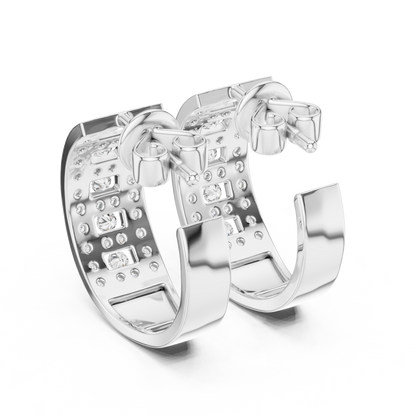 Brilliant Lattice Diamond Hoops | Elegant  Multi Row Craftsmanship | Glamorous Everyday Luxury Earrings