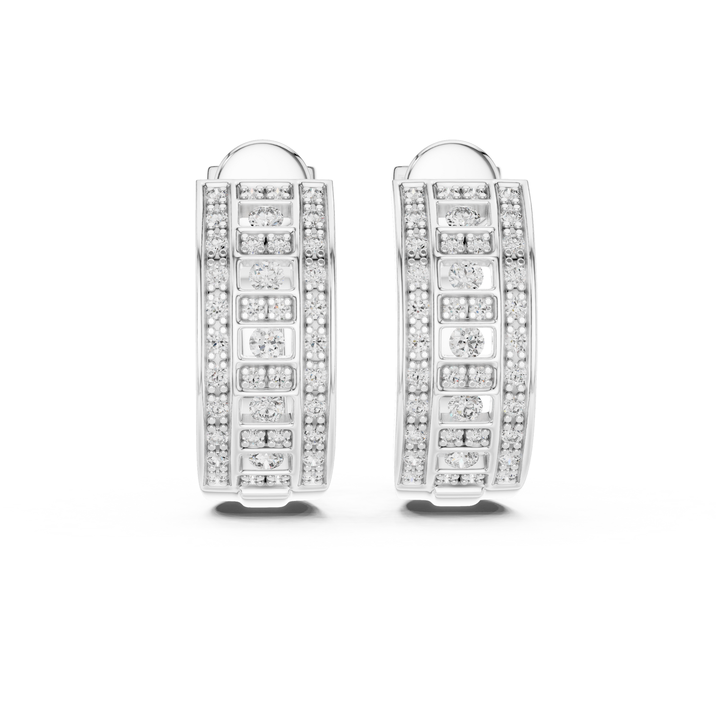 Brilliant Lattice Diamond Hoops | Elegant  Multi Row Craftsmanship | Glamorous Everyday Luxury Earrings