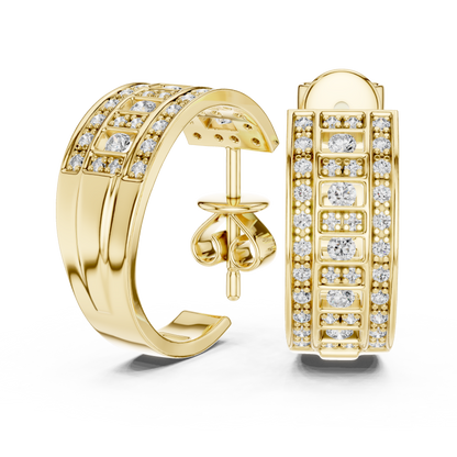 Brilliant Lattice Diamond Hoops | Elegant  Multi Row Craftsmanship | Glamorous Everyday Luxury Earrings