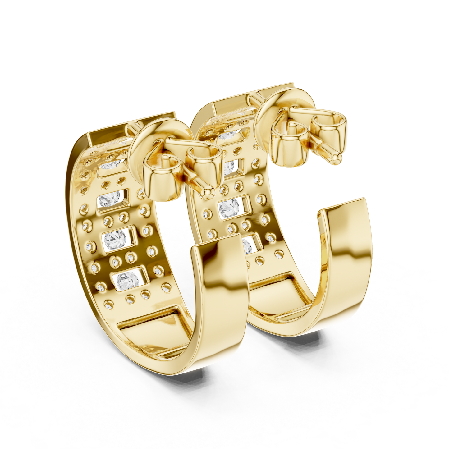 Brilliant Lattice Diamond Hoops | Elegant  Multi Row Craftsmanship | Glamorous Everyday Luxury Earrings