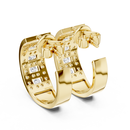 Brilliant Lattice Diamond Hoops | Elegant  Multi Row Craftsmanship | Glamorous Everyday Luxury Earrings