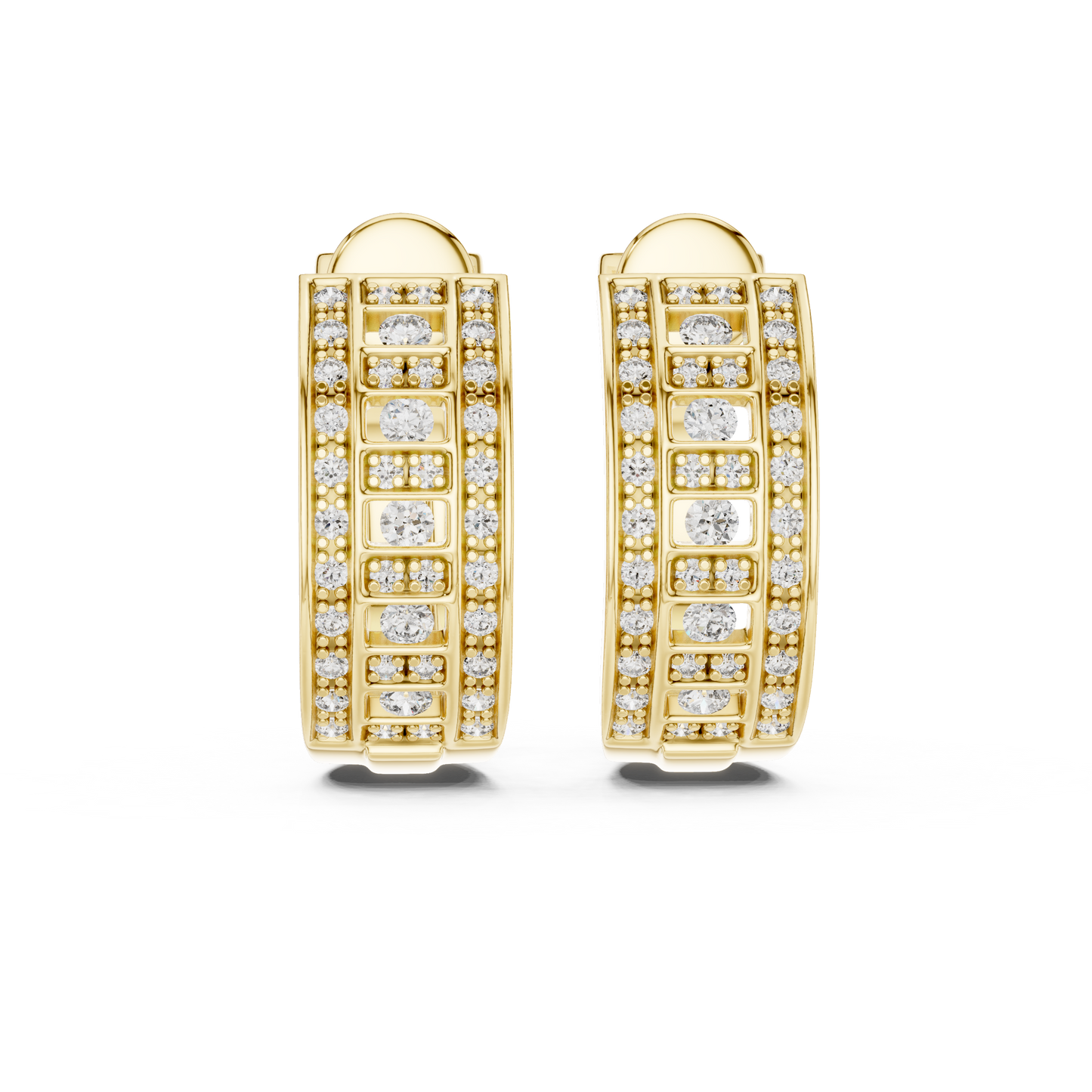 Brilliant Lattice Diamond Hoops | Elegant  Multi Row Craftsmanship | Glamorous Everyday Luxury Earrings