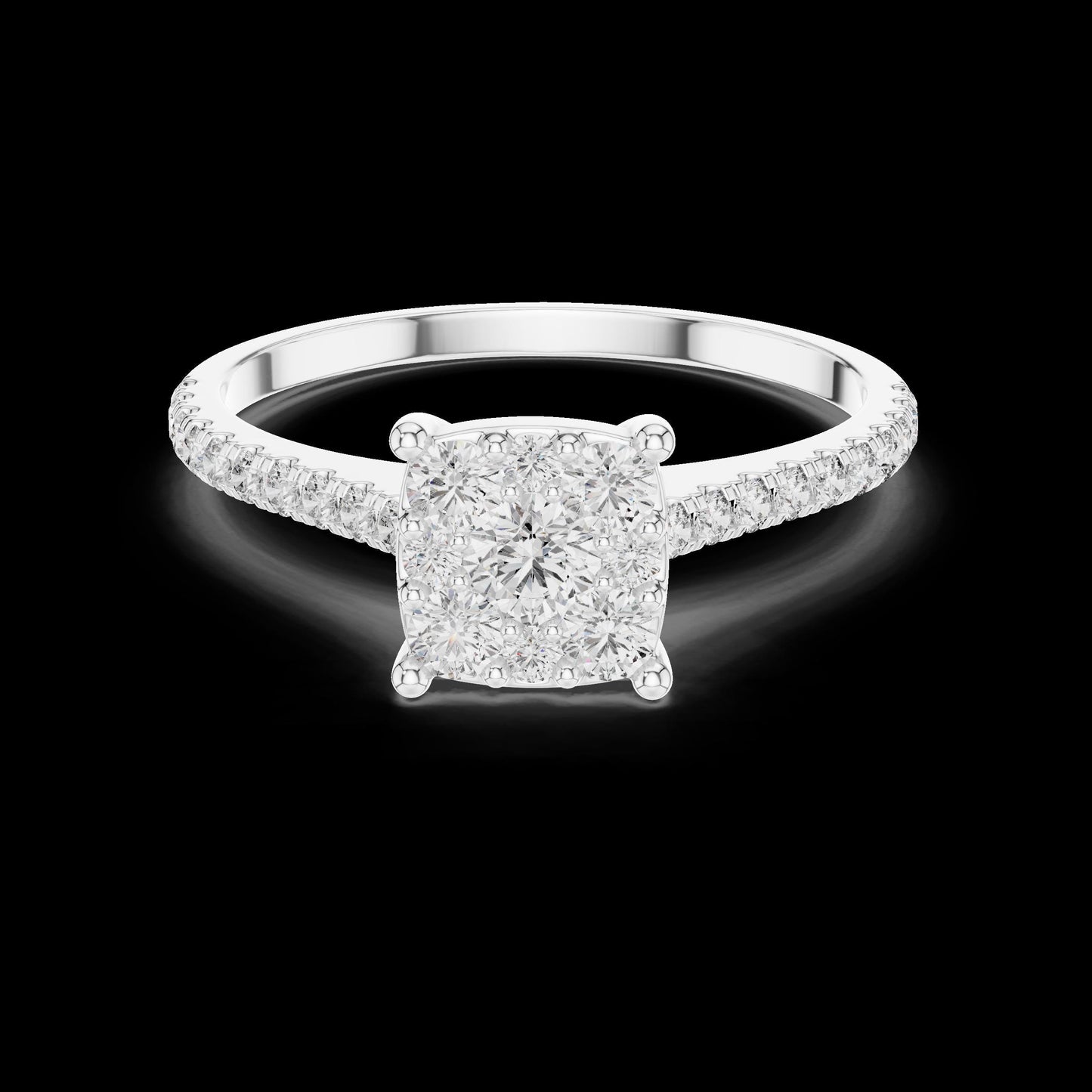 Cluster Diamond Engagement Ring • Dainty Pave Band • Sparkling Promise Ring • Elegant Bridal Jewelry