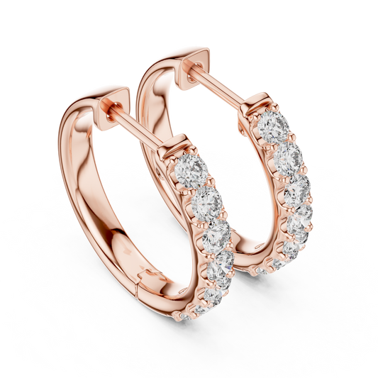Brilliant Diamond Hoop Earrings | Rose Gold Chic Huggie | Lightweight Everyday Luxury Beauty
