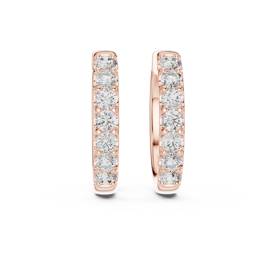Brilliant Diamond Hoop Earrings | Rose Gold Chic Huggie | Lightweight Everyday Luxury Beauty