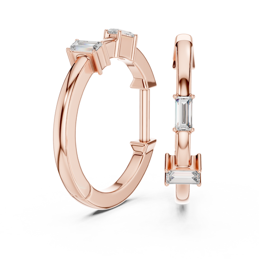 modern hoop earrings | baguette accent hoops | classy everyday Elegant  look