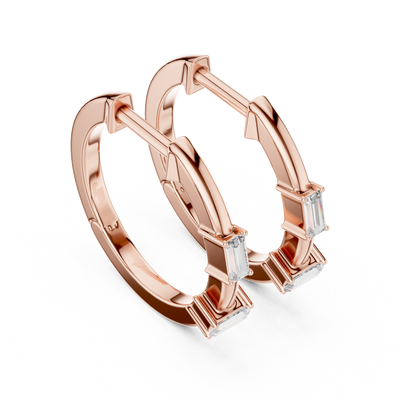 modern hoop earrings | baguette accent hoops | classy everyday Elegant look