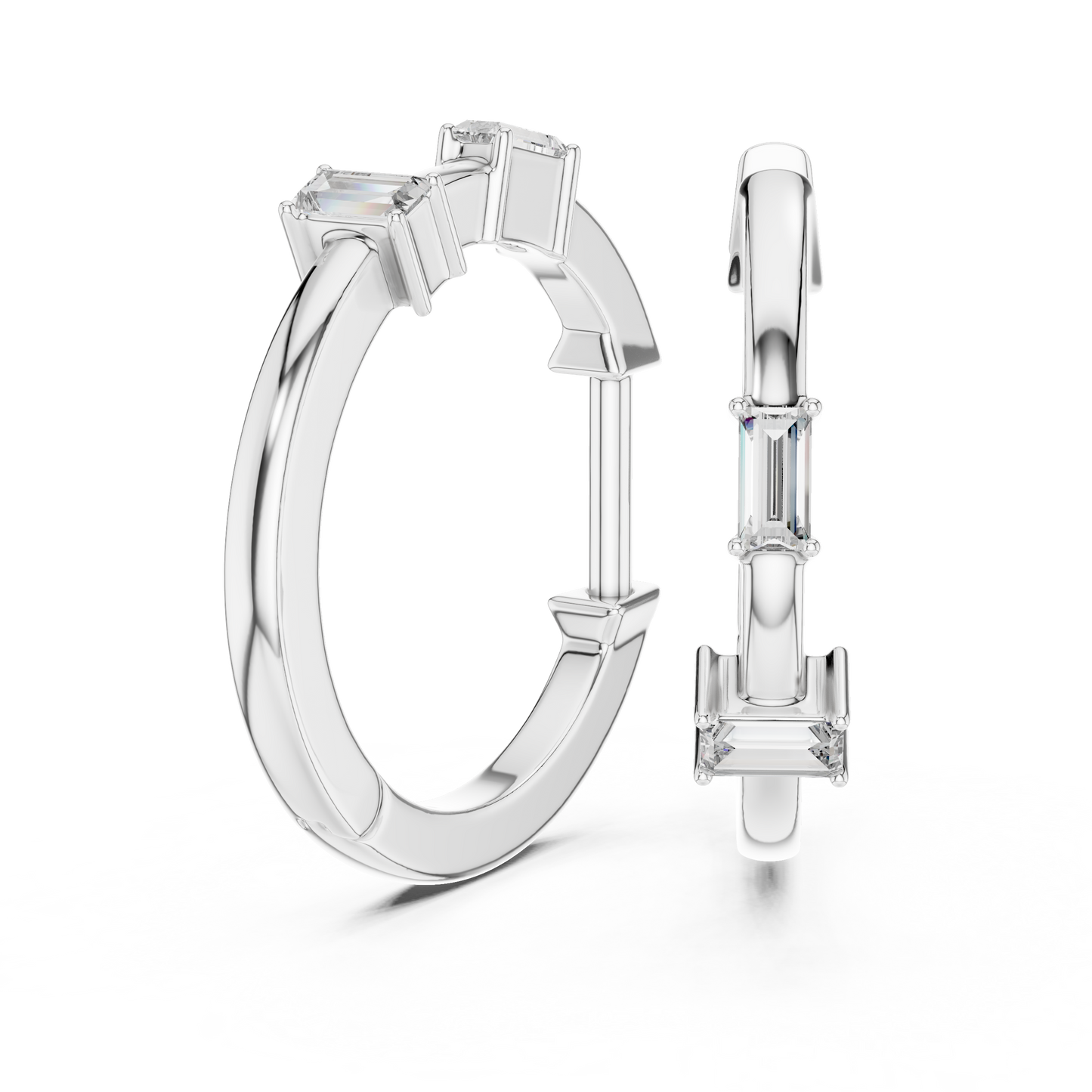 modern hoop earrings | baguette accent hoops | classy everyday Elegant  look