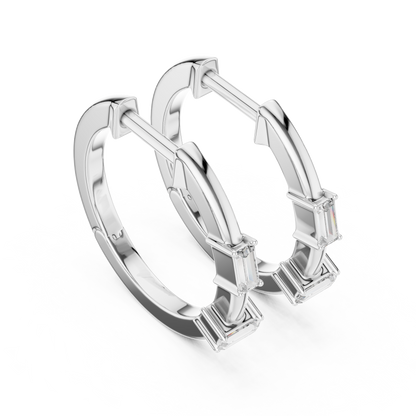modern hoop earrings | baguette accent hoops | classy everyday Elegant  look