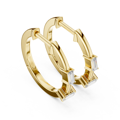 modern hoop earrings | baguette accent hoops | classy everyday Elegant  look