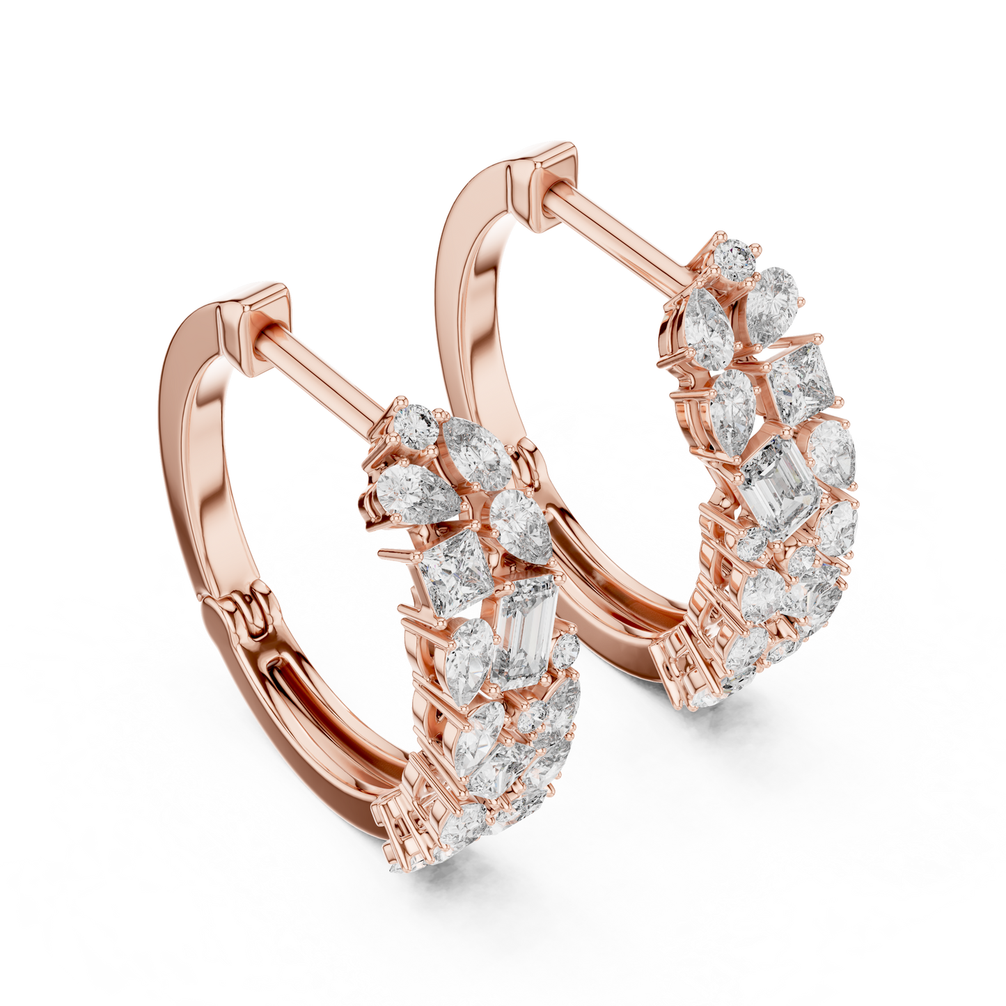 Prestige Multi-Cut Diamond Hoops • High-End Pear Oval Emerald Cluster Earrings • Engagement Gift