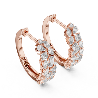 Prestige Multi-Cut Diamond Hoops • High-End Pear Oval Emerald Cluster Earrings • Engagement Gift