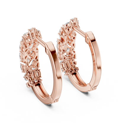 Prestige Multi-Cut Diamond Hoops • High-End Pear Oval Emerald Cluster Earrings • Engagement Gift