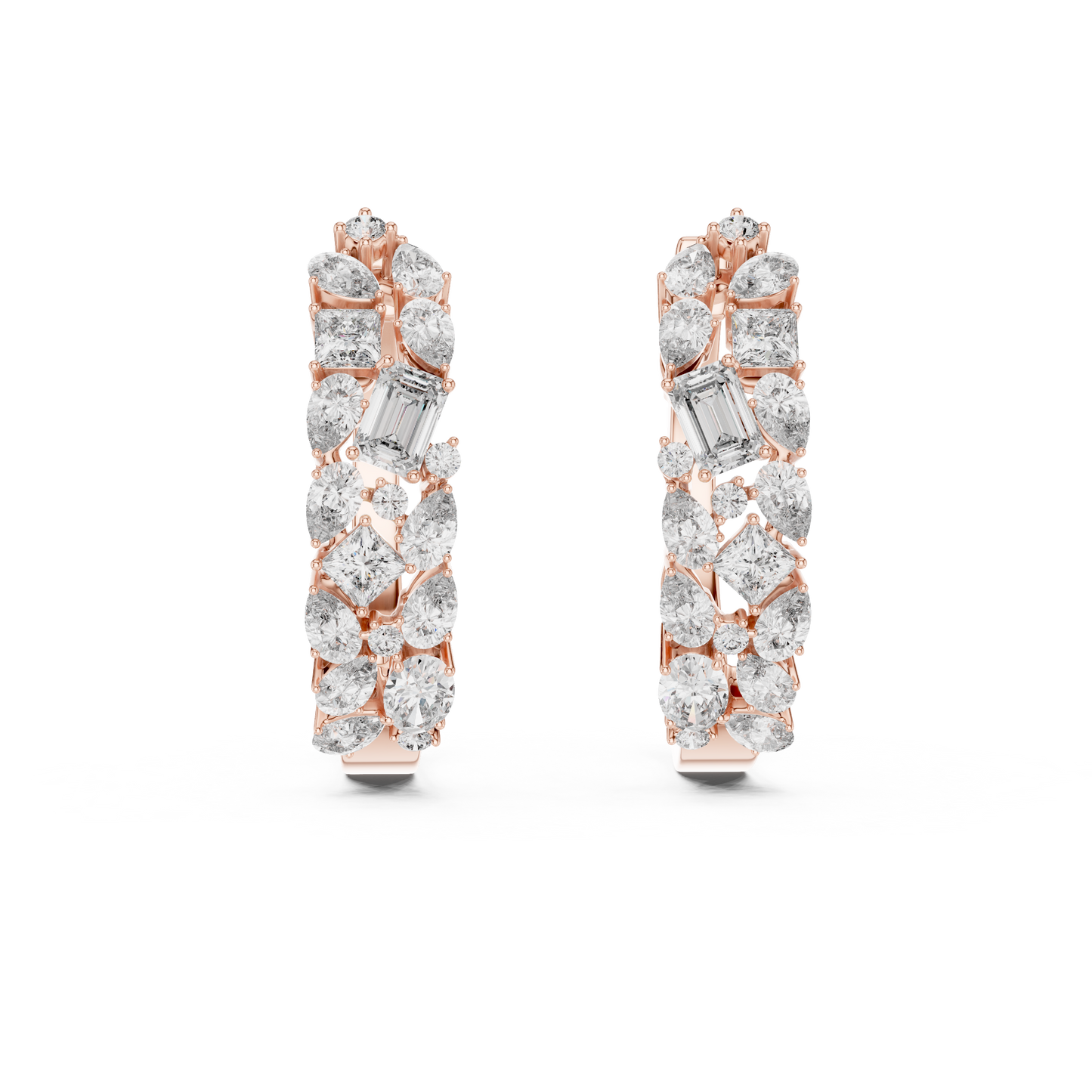 Prestige Multi-Cut Diamond Hoops • High-End Pear Oval Emerald Cluster Earrings • Engagement Gift