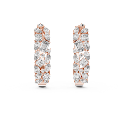 Prestige Multi-Cut Diamond Hoops • High-End Pear Oval Emerald Cluster Earrings • Engagement Gift