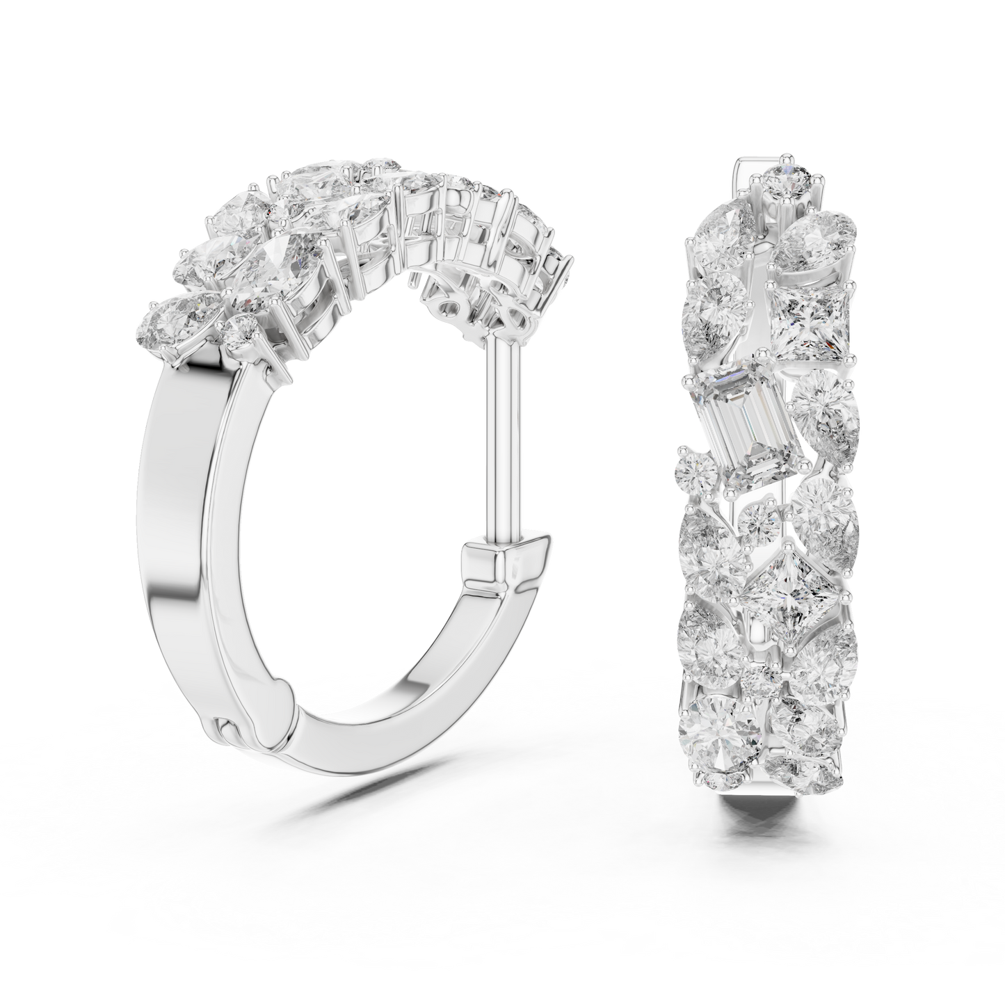 Prestige Multi-Cut Diamond Hoops • High-End Pear Oval Emerald Cluster Earrings • Engagement Gift