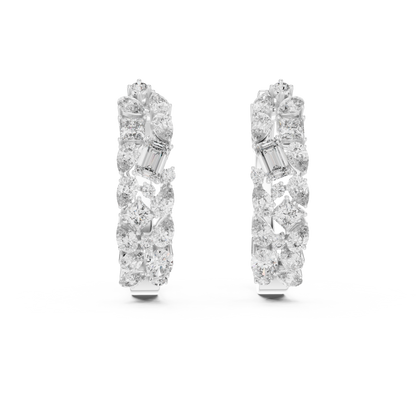 Prestige Multi-Cut Diamond Hoops • High-End Pear Oval Emerald Cluster Earrings • Engagement Gift