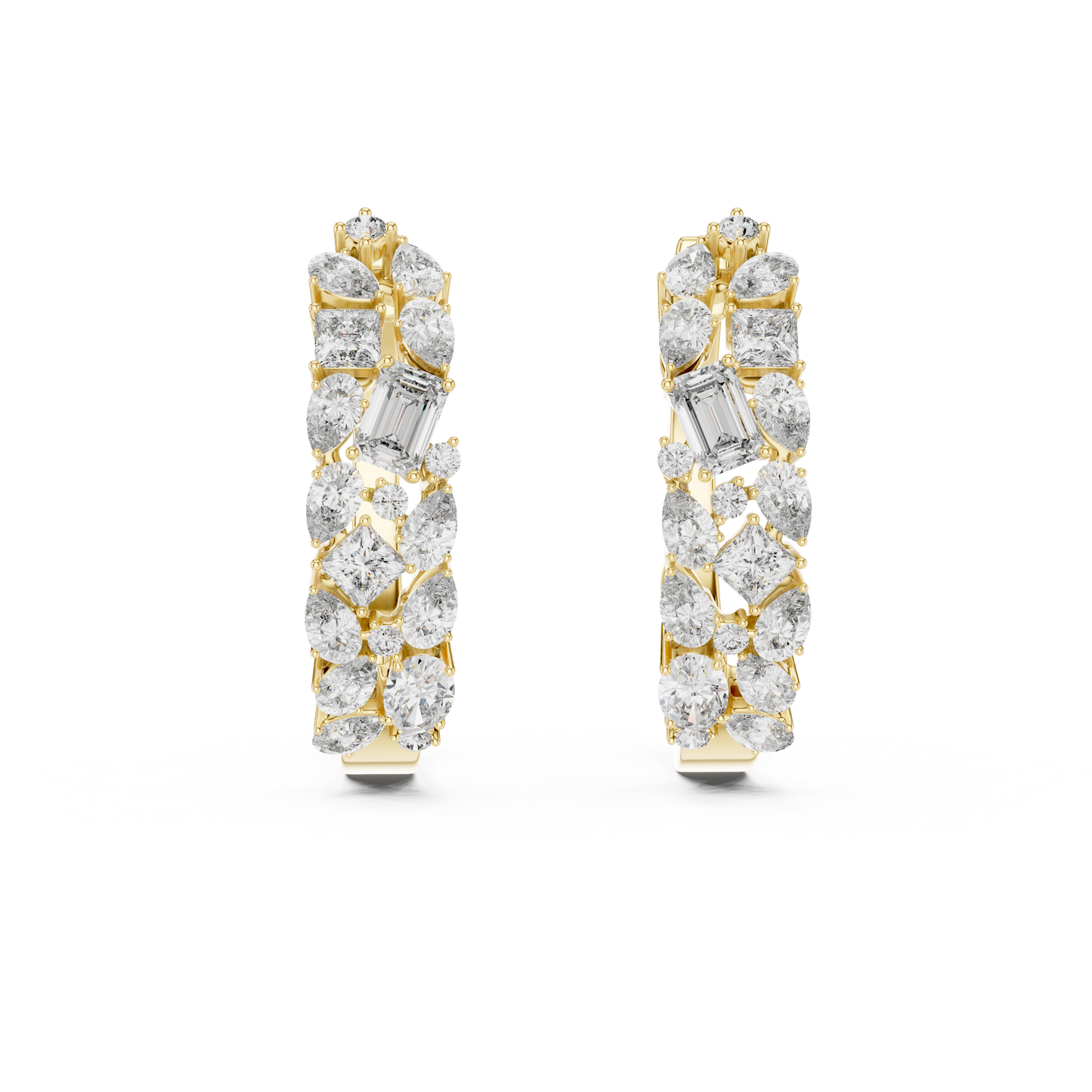 Prestige Multi-Cut Diamond Hoops • High-End Pear Oval Emerald Cluster Earrings • Engagement Gift