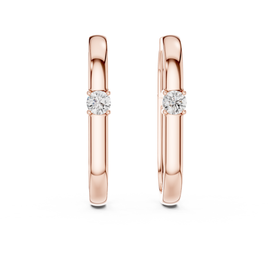 Classic Gold Hoop Solitaire Crystal Timeless Refined Dressy Celebration Piece - Luxe Round Solitaire Earrings