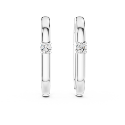 Classic Gold Hoop Solitaire Crystal Timeless Refined Dressy Celebration Piece - Luxe Round Solitaire Earrings