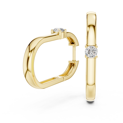Classic Gold Hoop Solitaire Crystal Timeless Refined Dressy Celebration Piece - Luxe Round Solitaire Earrings