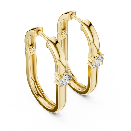 Classic Gold Hoop Solitaire Crystal Timeless Refined Dressy Celebration Piece - Luxe Round Solitaire Earrings