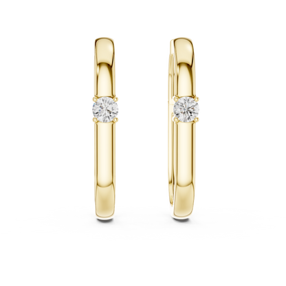 Classic Gold Hoop Solitaire Crystal Timeless Refined Dressy Celebration Piece - Luxe Round Solitaire Earrings