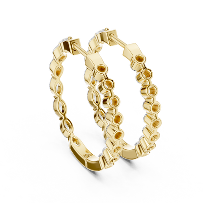 Diamond Marquise Hoop Earrings – Modern Gold Statement Hoops – Chic Anniversary Present Women