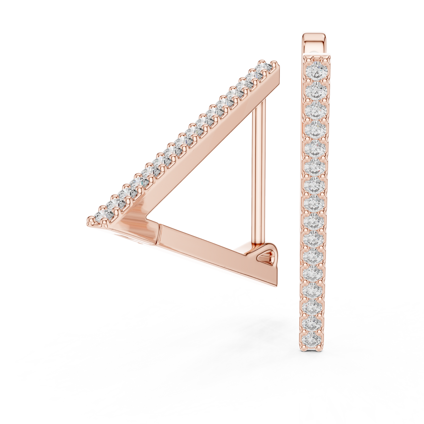 Futuristic Angle-Cut Hoops • V-Design Pavé Drop Earrings • Chic Minimal Gold Earrings