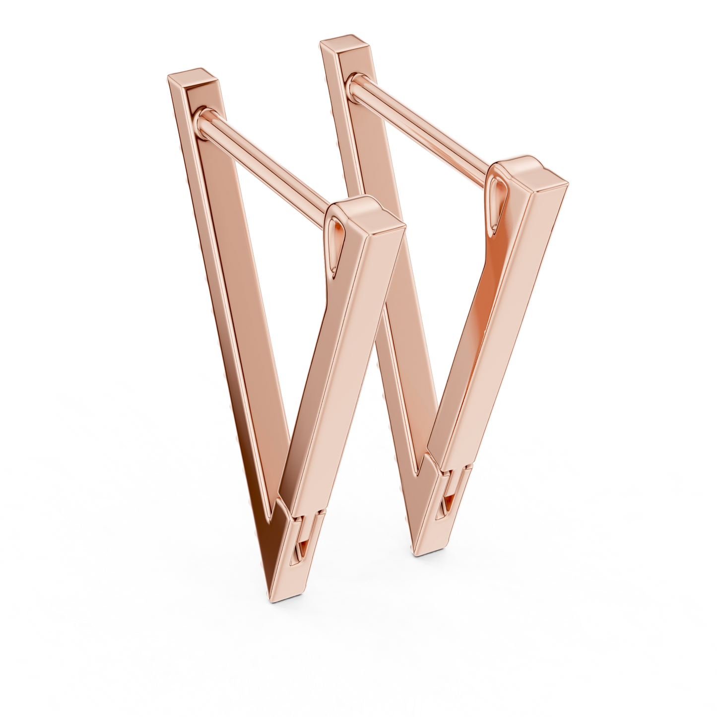 Futuristic Angle-Cut Hoops • V-Design Pavé Drop Earrings • Chic Minimal Gold Earrings