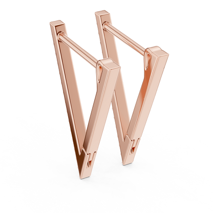 Futuristic Angle-Cut Hoops • V-Design Pavé Drop Earrings • Chic Minimal Gold Earrings