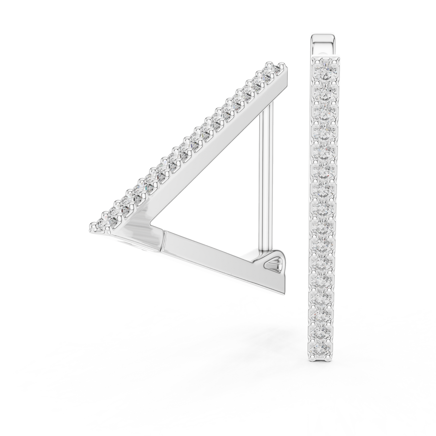 Futuristic Angle-Cut Hoops • V-Design Pavé Drop Earrings • Chic Minimal Gold Earrings