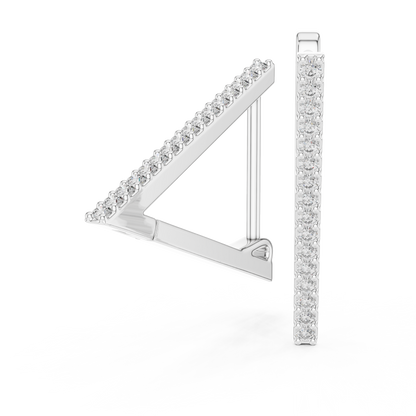 Futuristic Angle-Cut Hoops • V-Design Pavé Drop Earrings • Chic Minimal Gold Earrings